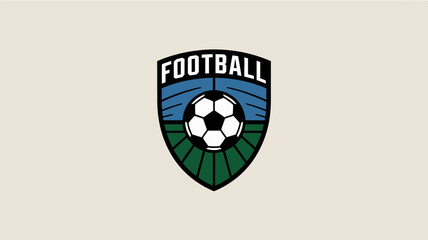 A retro style emblem features a soccer ball centered within a shield shape boldly displaying the word football across the top high quality professional detailed modern © rocky