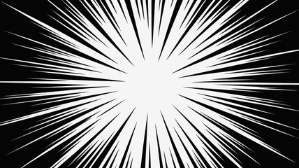 A stark black and white image depicts a radiating burst of light resembling an explosion or impact effect commonly seen in comics high quality professional detailed © rocky