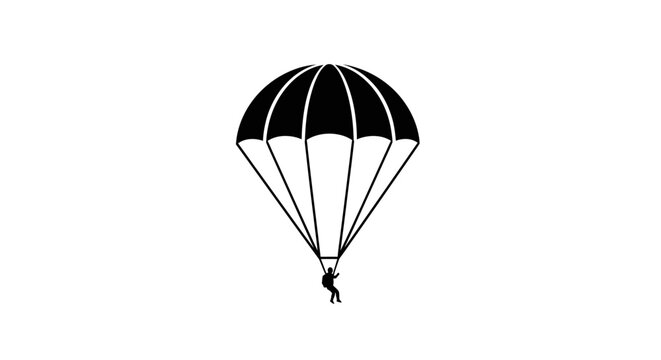 Parachute skydiver silhouette icon isolated on white background