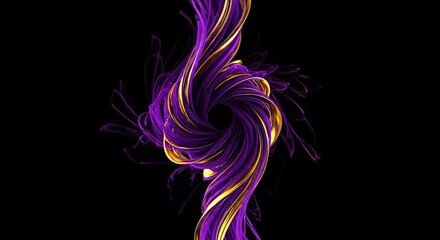 Fototapeta premium A majestic swirl of deep royal purple vapor intertwines with shimmering liquid gold ribbons in a high-end, cinematic dark atmosphere, creative, purple, luxury