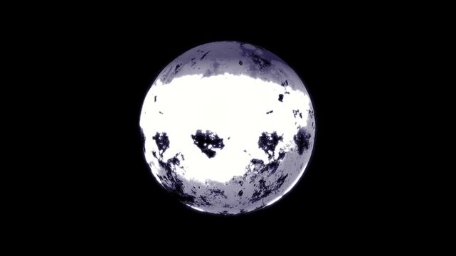 Moon. Spinning planet. White Sphere on black background