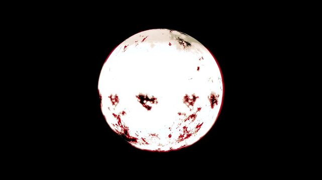 Spinning planet. White Sphere on black background