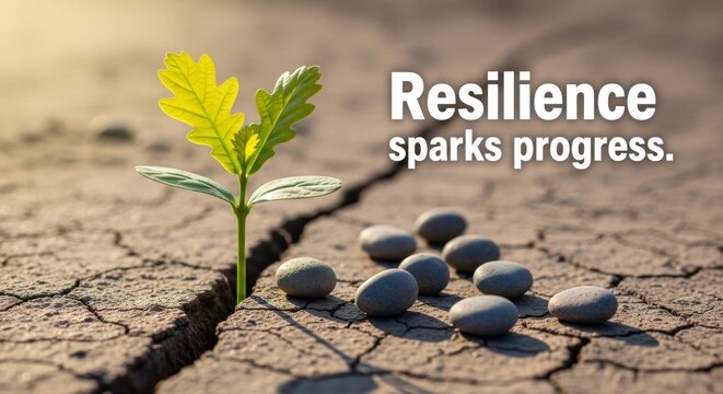 Young Oak Sapling Pushing Through Cracked Earth