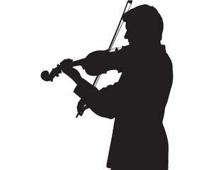 Fototapeta premium Silhouette of man playing violin in monochrome lighting for music industry Transparent Background