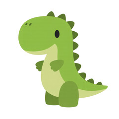 Naklejka premium A cute cartoon green dinosaur toy on a black background