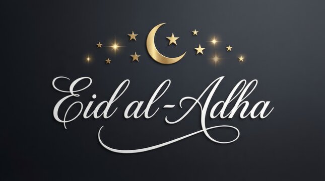 Elegant Eid al Adha Crescent Moon Gold Design Greeting Card.
