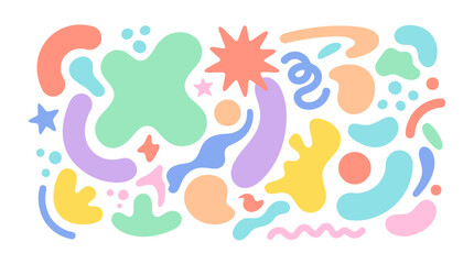 Obraz premium Abstract Colorful Shape Collage with Playful Organic Forms.