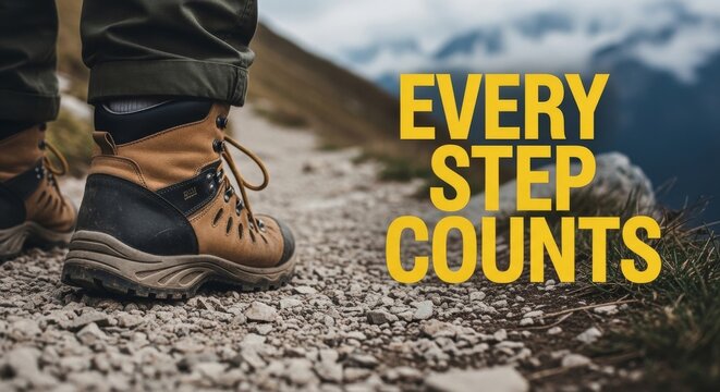 Well-worn hiking boot on rocky mountain trail