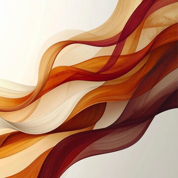 Abstract background featuring elegant warm-toned fluid art waves in deep red, orange, beige and gold with fine gradients on white