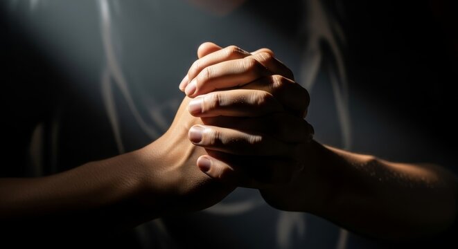 Hands clasped in prayer and deep contemplation
