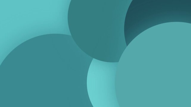 Abstract teal circles background with smooth overlapping layers and soft shadows.
