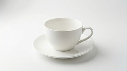 Obraz premium White teacup and saucer on white background