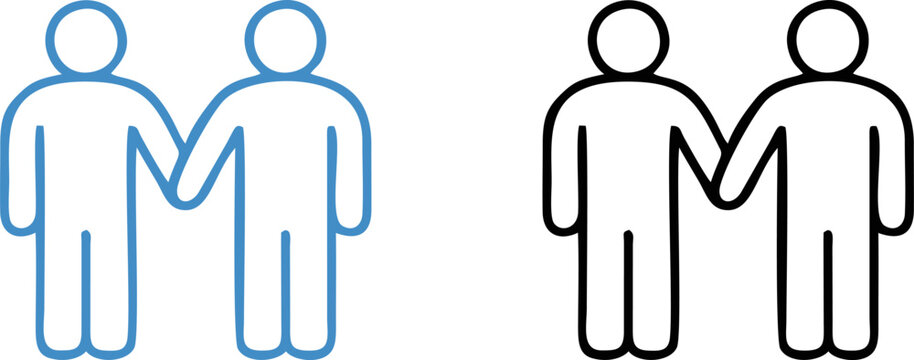 Two Men Holding Hands Friendship or Gay Couple Vector