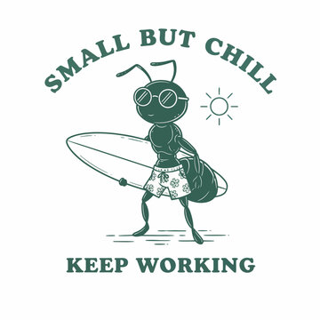 Cartoon Bee Wearing Sunglasses Surfing.