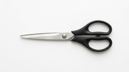 Fototapeta premium Black handled scissors isolated on white background