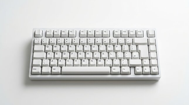 Compact white computer keyboard isolated on white background