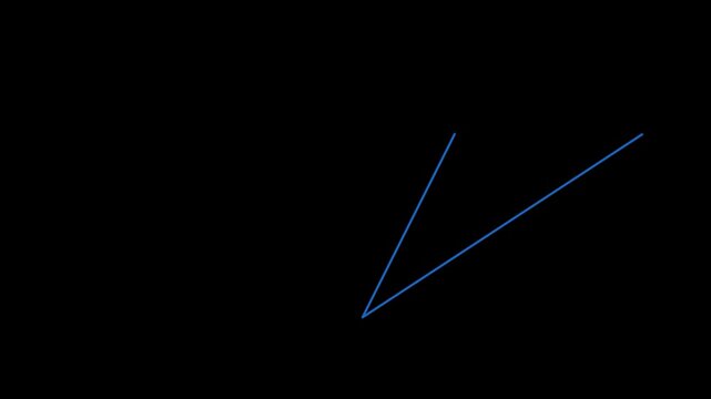 A blue v shaped line on a black background