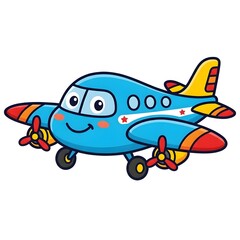 Naklejka premium Cute Airplane Clipart for Kids Coloring Page Vector Outline