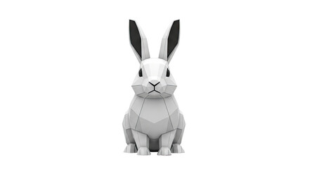 Low Poly White Rabbit Sculpture