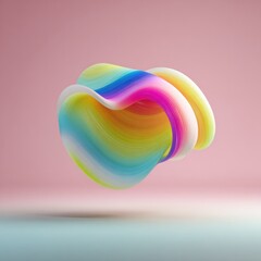 Obraz premium Fluid, colorful, abstract shape hovers above a light surface against a soft background