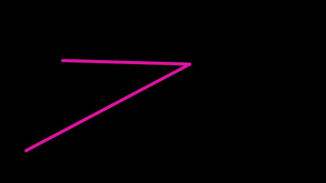 A pink arrow pointing upwards and to the right on a black background