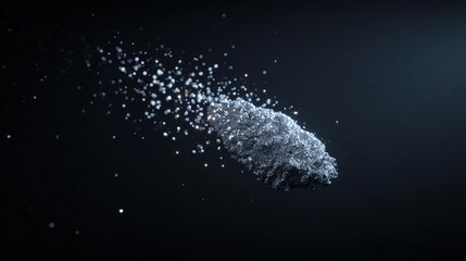 Obraz premium Meteor Shower in Space: Witness the awe-inspiring spectacle of a meteor hurtling through the vast expanse of space, leaving a trail of shimmering cosmic debris in its wake.