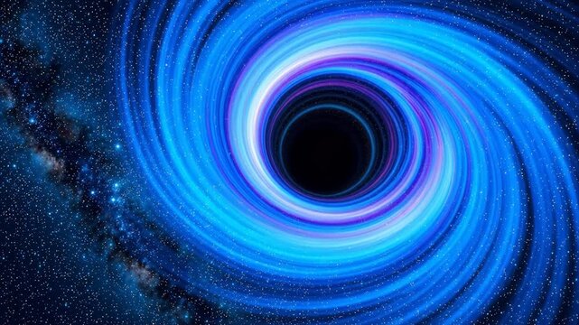 Colorful spiral galaxy with black hole
