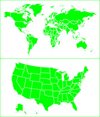 Obraz premium World Map Background with United States Map Overlay