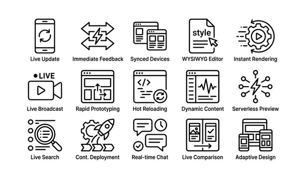 Live update technologies for web development with real-time feedback and adaptive design