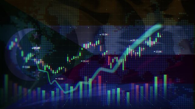 Comoros Flag Waving Stock Market Concepts