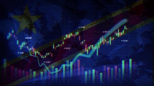 Democratic Republic of the Congo Flag Waving Stock Market Concepts
