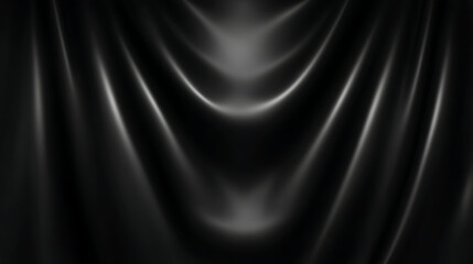 Fototapeta premium A black curtain with a shiny, silky texture