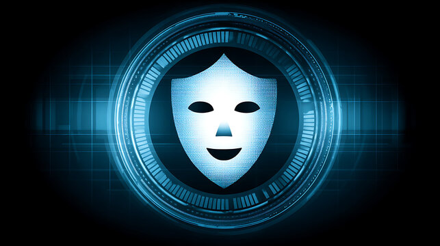 A blue circle with a face on it and a shield around it