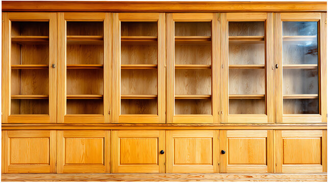 A large wooden bookcase with six shelves