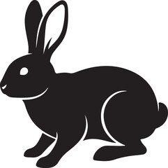 Fototapeta premium A clean, high-contrast vector silhouette of a rabbit in a sitting profile. 