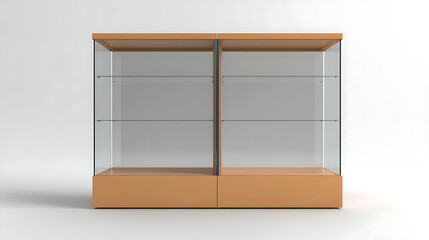 Fototapeta premium A large wooden cabinet with two shelves and glass doors
