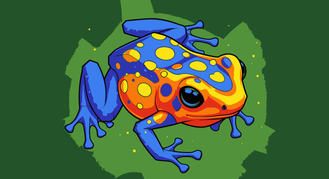 Colorful Poison Dart Frog Sitting.