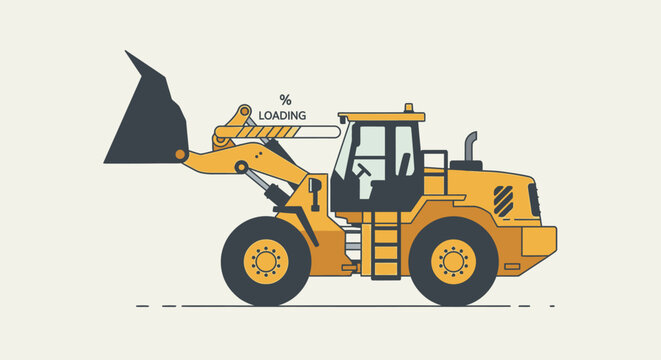 Yellow wheel loader construction vehicle equipment.