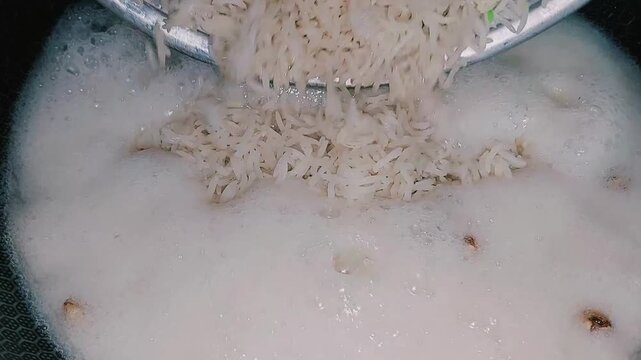 Adding Basmati Rice To Milk Syrup For Mutanjan Zarda