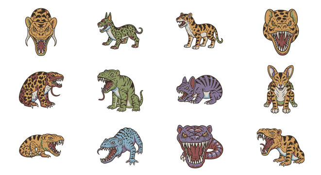 Collection of various animal cartoon heads.