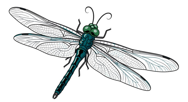 Detailed illustration of a dragonfly insect.