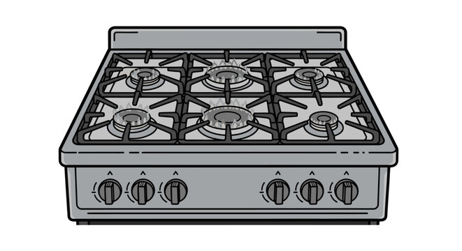 Gas Stove Cooktop with Four Burners.