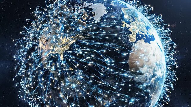 Global Network Connections Earth Map.