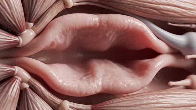 Detailed 3D Animation of Human Mouth Muscles and Structure Opening and Closing Process anatomy
