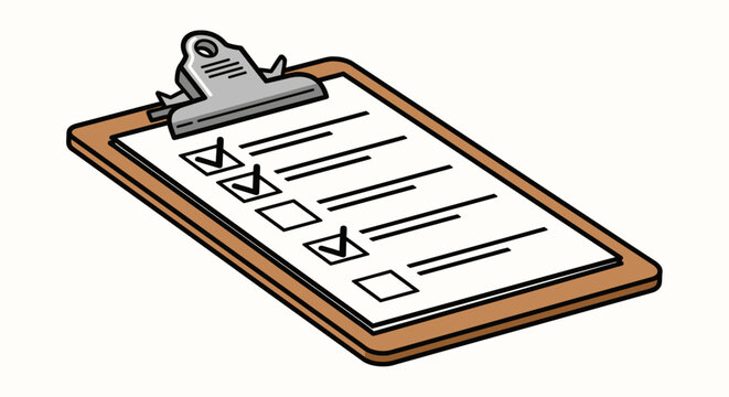 Clipboard with check boxes marked.