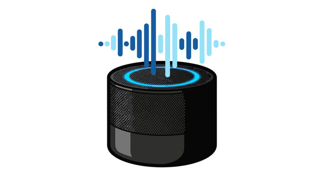 Smart Speaker with Sound Waves Emitting.