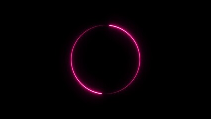 A vibrant pink neon circle glows brightly against a dark background © Jahanara Stock