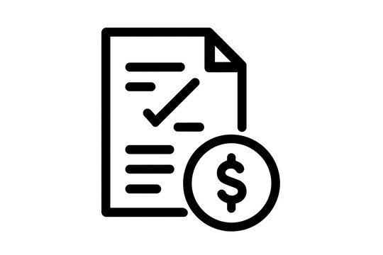 Financial document icon, invoice checklist, payment concept, business template