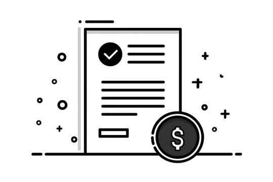 Business finance icon, payment check, document symbol, money concept