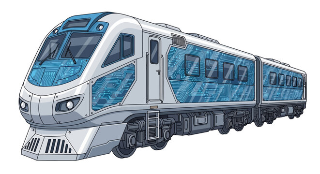 Modern Electric Train Transportation Vehicle.